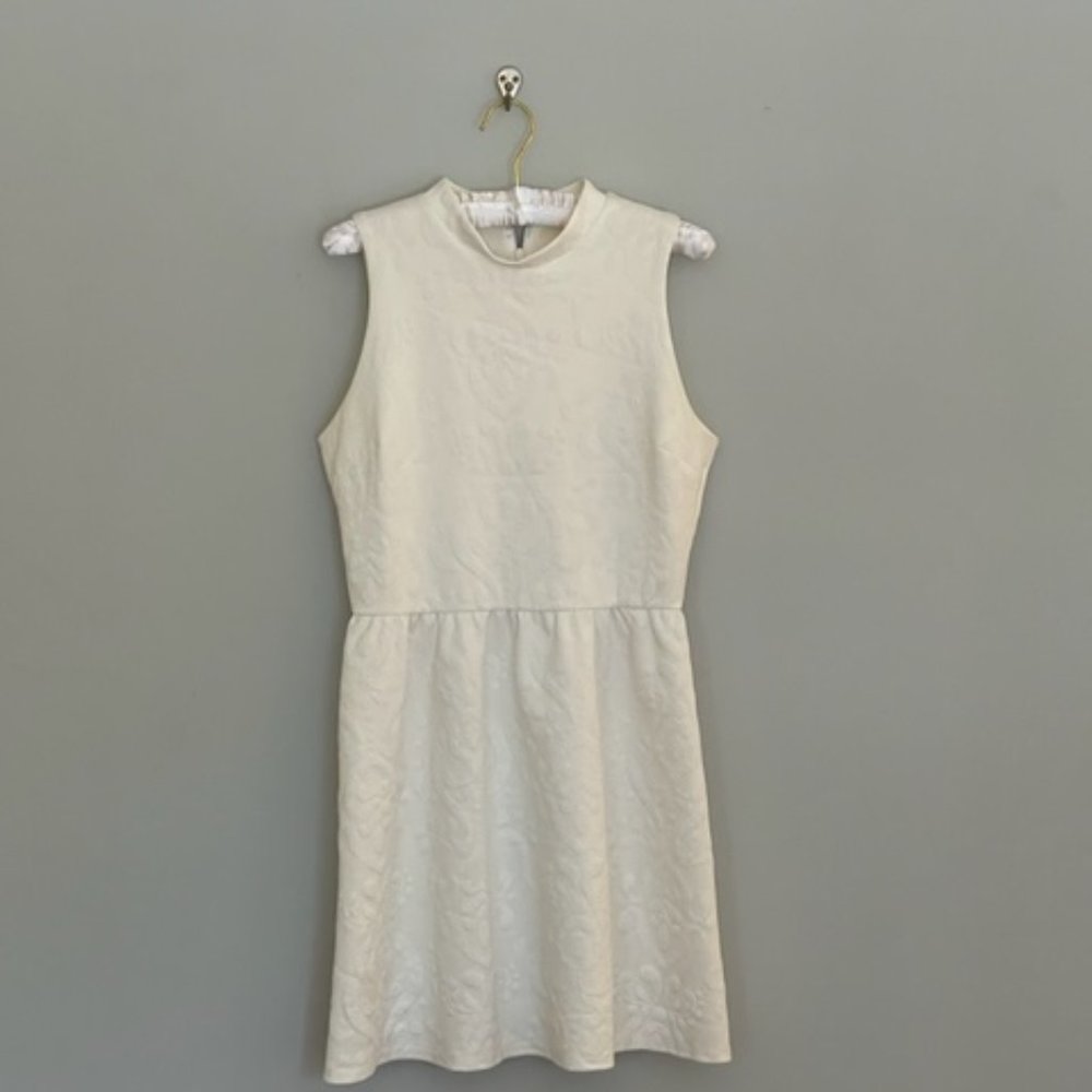 Ivory Brocade  Fitted Dress
